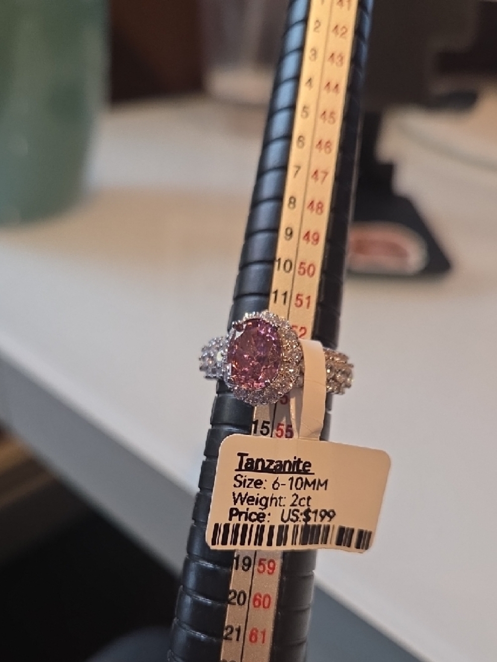 Pink Oval Halo CZ Ring - Women Jewelry - Picture 9 of 12